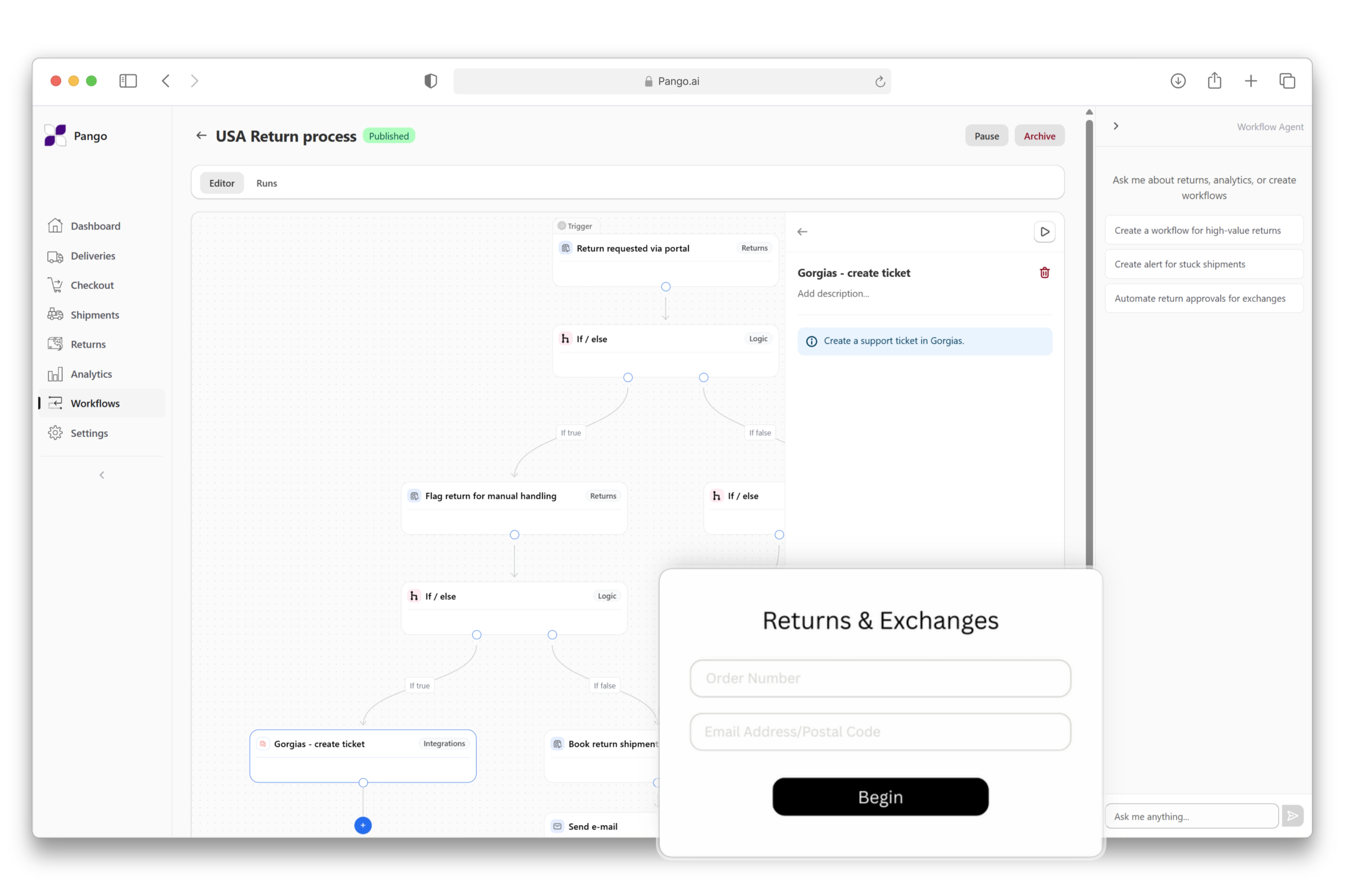 AI-powered drag-and-drop workflow builder for logistics automation